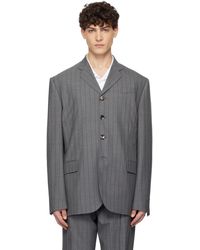 Moschino - グレー ウール ピンストライプ テーラードジャケット - Lyst