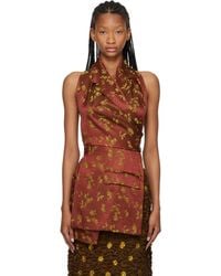Dries Van Noten - Tan Backless Jacquard Blouse - Lyst