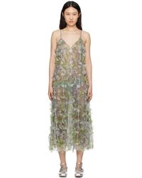 Anna Sui - Robe midi verte à appliqués floraux - Lyst