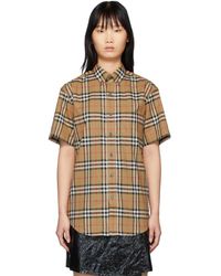 Burberry Chemise a manches courtes et carreaux beige Jameson - Neutre