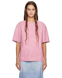 Bottega Veneta - T-shirt rose en cuir à image trompe l'œil imprimée - Lyst