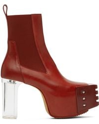 Rick Owens - Red Grilled Platforms 45 Chelsea Boots - Lyst