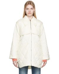 Ganni - Off-white Quilted Jacket - Lyst