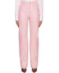 REMAIN Birger Christensen - Pink Straight Leather Pants - Lyst