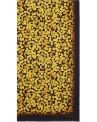 Dries Van Noten - Écharpe Noir Et Jaune En Satin À Motif Imprimé - Lyst