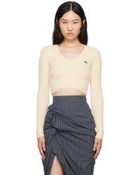 Vivienne Westwood - オフホワイト Bea クロップド Vネックセーター - Lyst