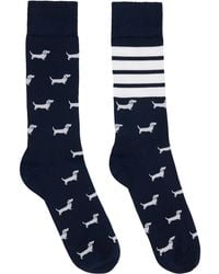 Thom Browne - Cotton 4-Bar Hector Mid Calf Socks - Lyst