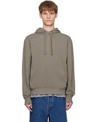 HUGO - Taupe Cotton-Terry Relaxed-Fit Hoodie - Lyst