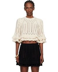 Isabel Marant - Off- Norma Frilly Cotton Knit Sweater - Lyst