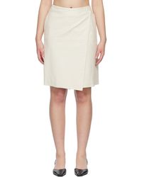 Loulou de Saison - Off- Gora Ostrich-Effect Wrap Leather Midi Skirt - Lyst