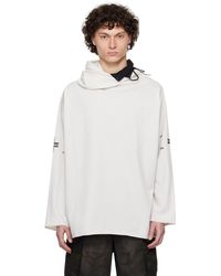 PROTOTYPES - Pull À Capuche Blanc Cassé En Piqué Gaufré À Capuche Décentrée - Lyst