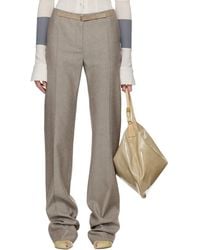 Tory Burch - Taupe High Waisted Wool Trousers - Lyst
