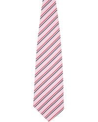 Thom Browne - Cravate Large Rose En Soie Et Coton À Rayures Tricolores - Lyst