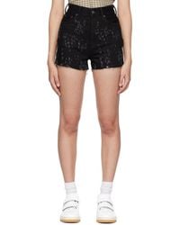 Acne Studios - Short Noir En Denim À Effet Usé - Lyst