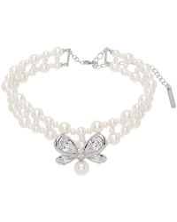 ShuShu/Tong - Zirconia Butterfly Flower Braided Pearl Necklace - Lyst
