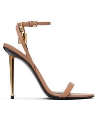 Tom Ford - Shiny Padlock Pointy Naked Heeled Sandals - Lyst