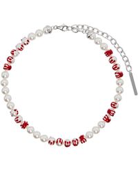 ShuShu/Tong - Ssense Exclusive White & Red Yvmin Edition Pearl Necklace - Lyst