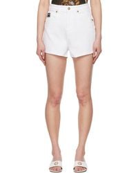 Versace Jeans Couture - ホワイト ロゴ デニムショートパンツ - Lyst