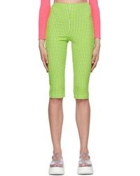 MSGM - Short vert et blanc en polyester - Lyst