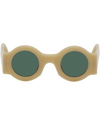 Dries Van Noten - Ssense Exclusive Beige Linda Farrow Edition Circle Sunglasses - Lyst