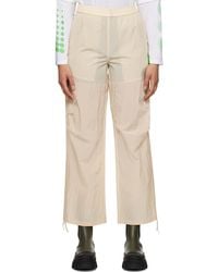 Ganni - Beige Light Tech Drawstring Pants - Lyst