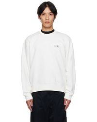 MM6 by Maison Martin Margiela - Pull Molletonné Blanc Cassé À Écusson À Logo - Lyst