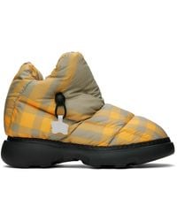 Burberry - Orange & Taupe Check Pillow Boots - Lyst