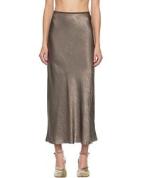 Maison Margiela - Taupe Satin Midi Skirt - Lyst