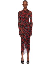 Jean Paul Gaultier - レッド& ディストーテッド タータン ミディアムワンピース - Lyst
