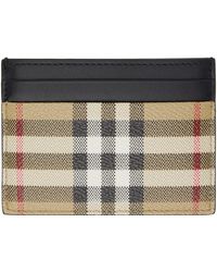 Burberry - Beige Check Card Holder - Lyst
