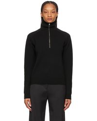 Totême Merino Half-zip Sweater - Black