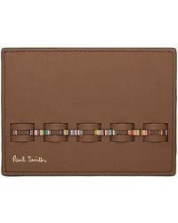 Paul Smith - Brown Woven Front Card Holder - Lyst