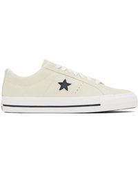 Converse - Baskets basses one star pro blanc cassé en suède à semelle cons - Lyst