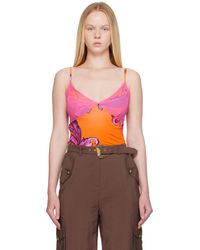 Versace Jeans Couture - Outline Barocco Mesh Top - Lyst