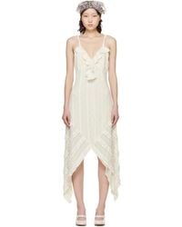 Anna Sui - Off- Floral Ruffle Stretch Lace Handkerchief Midi Dress - Lyst