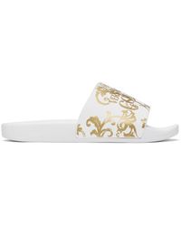Versace - Sandales à enfiler blanches à motif watercolor couture - Lyst