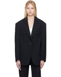 Acne Studios - Veston Bleu Marine À Simple Boutonnage - Lyst