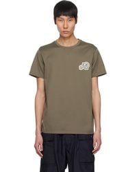 Moncler - Khaki Double Logo Patch Cotton T-Shirt - Lyst