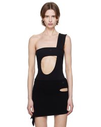 Courreges - Justaucorps Noir 90's En Tricot Côtelé À Découpe Circulaire - Lyst