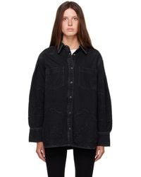 Ganni - Broderie Anglaise Denim Shirt - Lyst