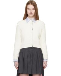 Thom Browne - Full Stitch Cropped Crew Neck Cardigan - Lyst