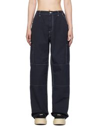 MM6 by Maison Martin Margiela - Navy Numeric Signature Trousers - Lyst