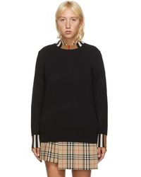 Burberry Black Cashmere Icon Stripe Sweater