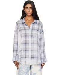R13 - Shredded Seam Drop Neck Shirt - Lyst