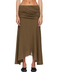 Ganni - Khaki Marl Mesh Draped Maxi Skirt - Lyst