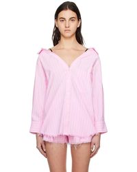 T By Alexander Wang - Pink Off-shoulder Shirt - Lyst
