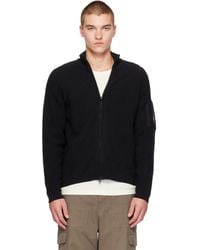 C.P. Company - Waffle Knit Cotton Zip Lens Cardigan - Lyst