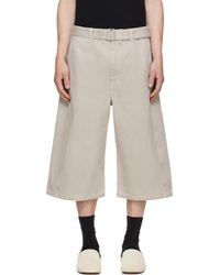 Lemaire - Taupe Wide-Leg Belted Denim Shorts - Lyst