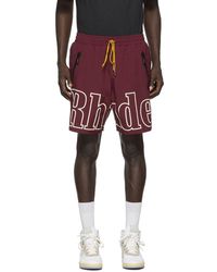 Rhude Burgundy Logo Swim Shorts - Multicolour