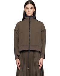 Sacai - Taupe Matelasse Twill Blouson Sweatshirt - Lyst